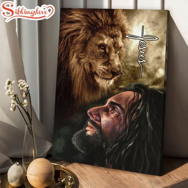 The Face Of Jesus And Lion Jesus Canvas Wall Art