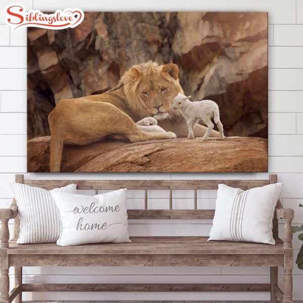 The Lion And The Lamb Canvas Wall Art Christian Wall Decor