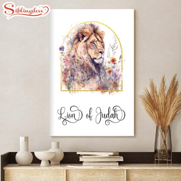 The Lion Of Judah Floral Scripture Jesus Christ Canvas