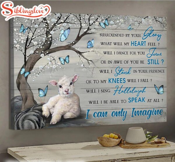 The Little Lamb Blue Butterflies I Can Only Imagine Canvas Wall Art