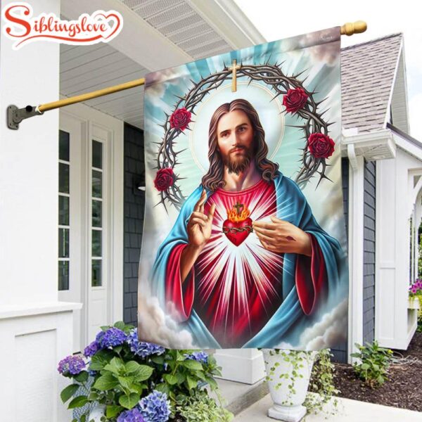 The Sacred Heart Of Jesus Religious Garden House Flag Gift For God Lovers