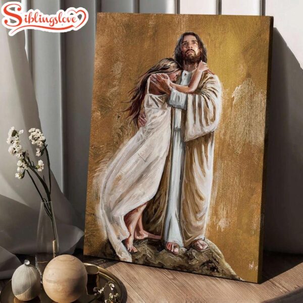 The Savior Jesus Hug In The Arms Of His Love Canvas Wall Art