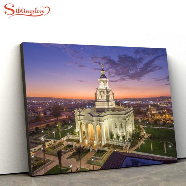 Tijuana Temple Sunset Canvas Wall Art Jesus Christ Picture Canvas Christian Wall Art