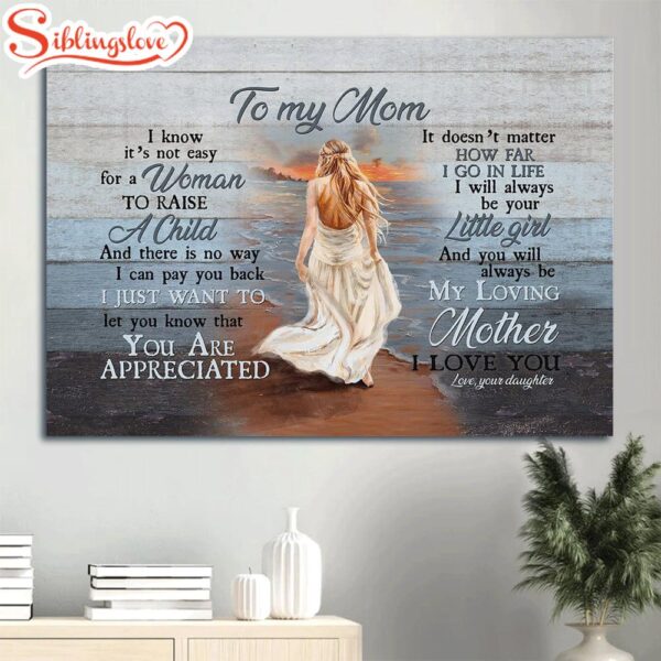 To My Mom Canvas Beautiful Lady Walking On The Beach