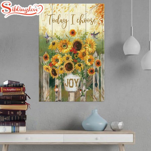 Today I Choose Joy Hummingbird Sunflower Canvas Wall Art