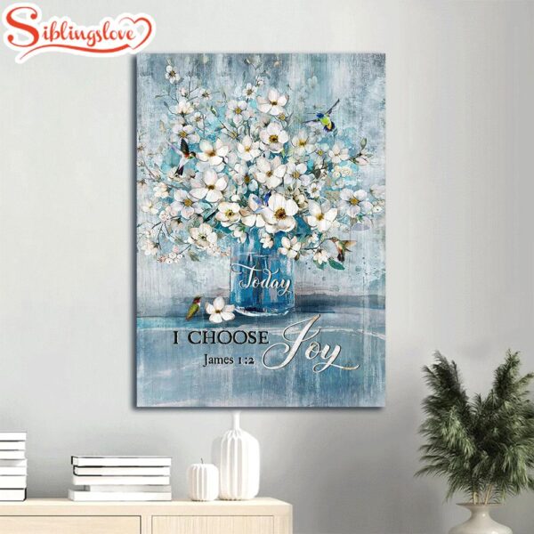 Today I Choose Joy James 1 2 Canvas Jasmine Flower Blue Vase Hummingbird Canvas