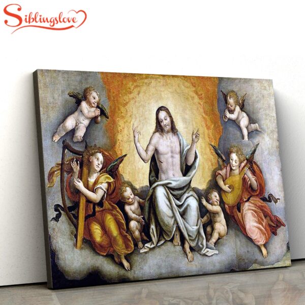 Triumph Of Christ In Paradise With Angels And Cherubs Jesus Canvas Wall Art