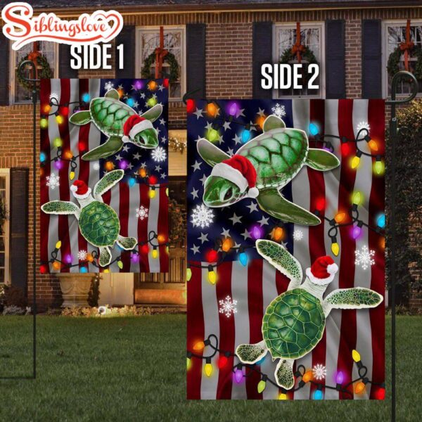 Turtle Christmas Merry Christmas Garden House Flag Holiday Flag Decor