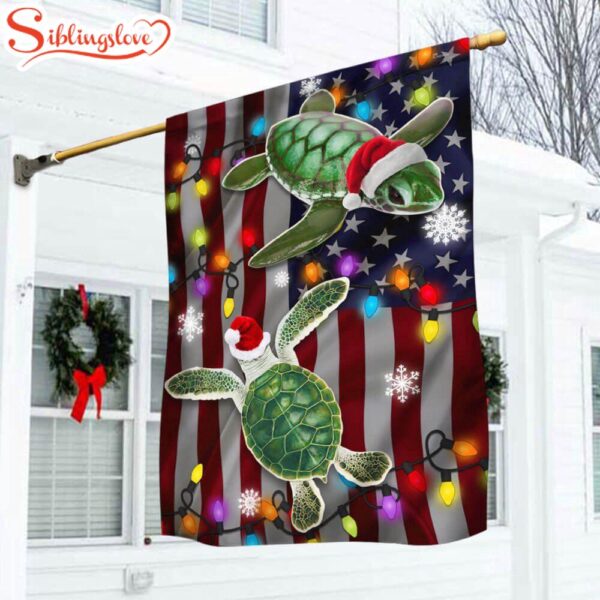 Turtle Christmas Merry Christmas Garden House Flag Holiday Flag Decor