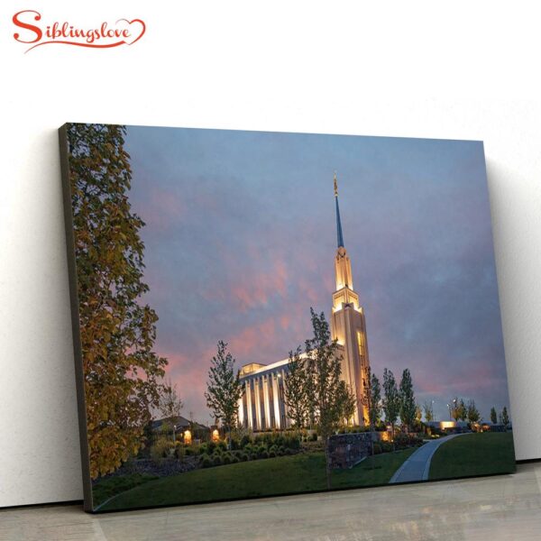 Twin Falls Temple At Dusk Canvas Wall Art Jesus Christ Picture Canvas Christian Wall Art