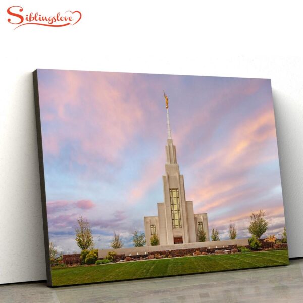 Twin Falls Temple Evening Glow Canvas Wall Art Jesus Christ Picture Canvas Christian Wall Art