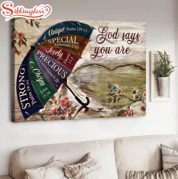 Umbrella Rainy Day God Says You Are Canvas Wall Art