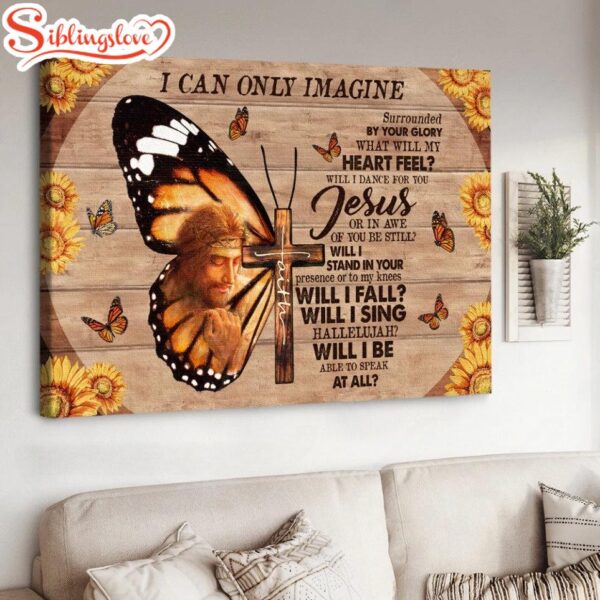 Unique Butterfly Cross Faith I Can Only Imagine Canvas Wall Art