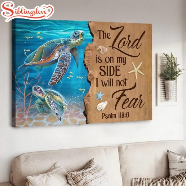 Unique Sea Turtle Deep Ocean Painting The Lord Is On My Side Canvas Wall Art