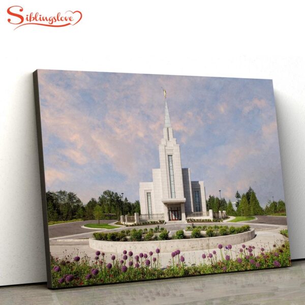 Vancouver Bc Temple Purple Flowers Canvas Wall Art Jesus Christ Picture Canvas Christian Wall Art