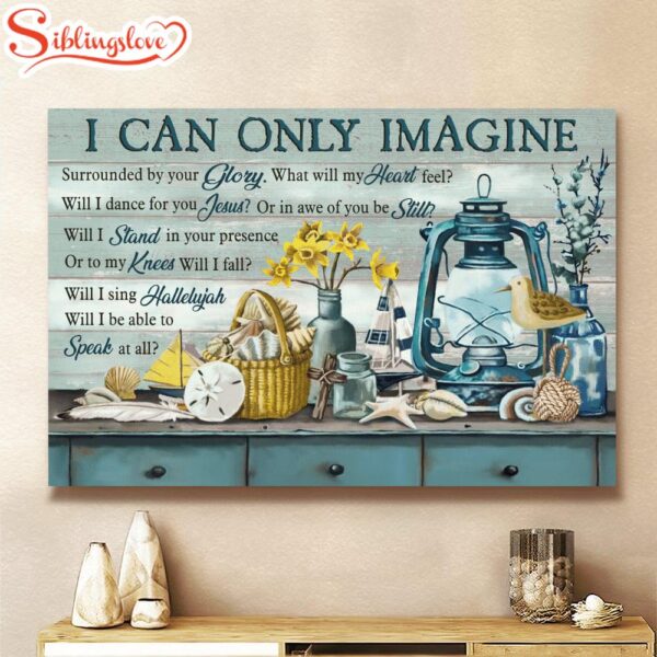 Vintage Painting Ocean Theme I Can Only Imagine Jesus Canvas Wall Art