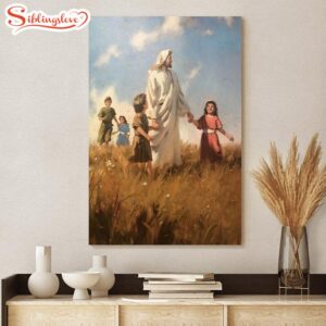 Walking Jesus With Children Canvas…