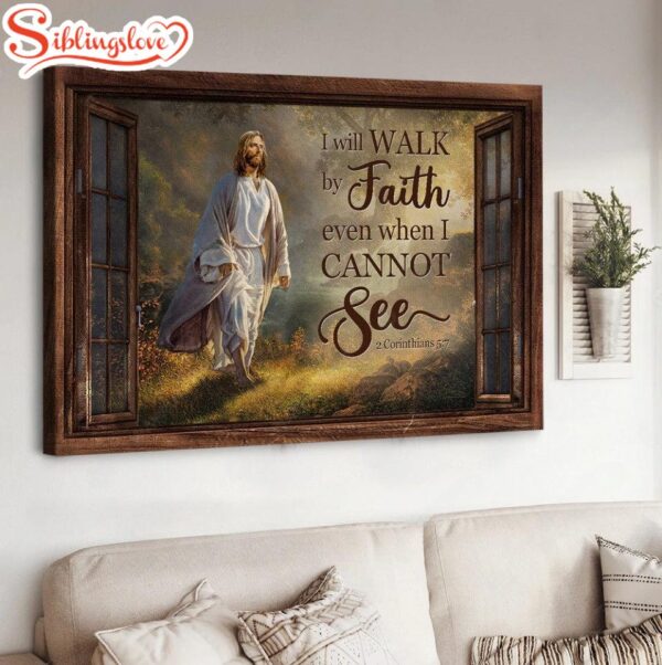 Walking With Jesus Magic Forest Sunny Day I Will Walk By Faith Canvas Wall Art