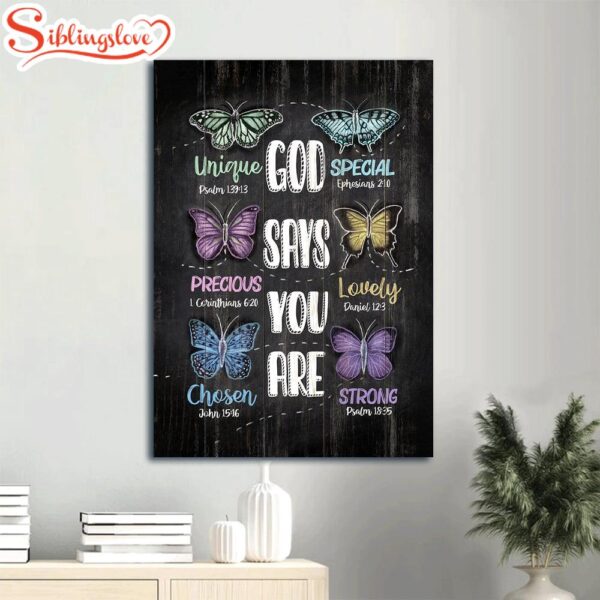 Watercolor Butterflies God Says You Are Canvas Wall Art