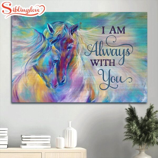 Watercolor Horses Sweet Couple I Am Always With You Canvas Wall Art