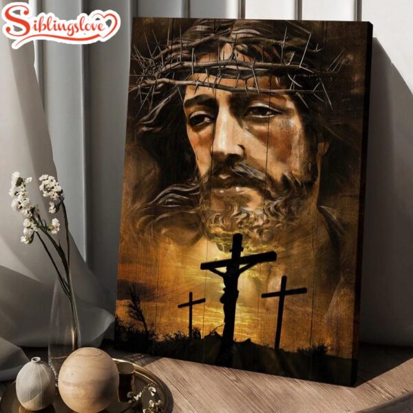 Watercolor Jesus Crown Of Thorn Jesus On The Cross Canvas Wall Art