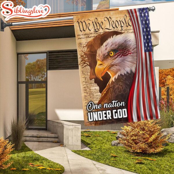 We The People, One Nation Under God, American Eagle Jesus Garden House Flag Gift For God Lovers