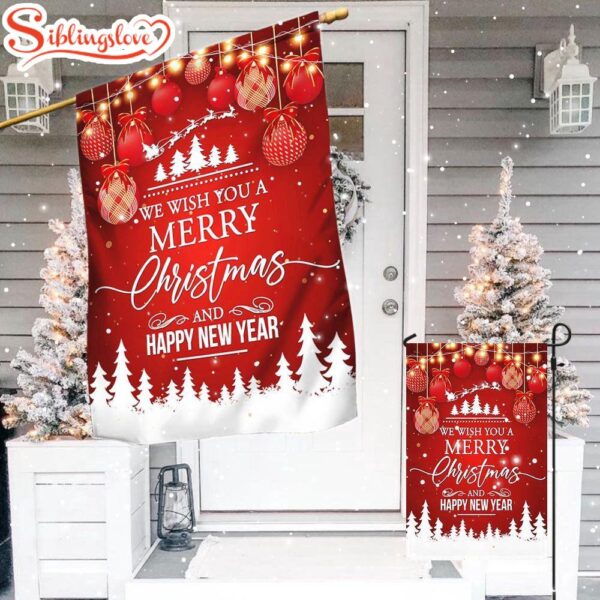 We Wish You a Merry Christmas Happy New Year Garden House Flag Holiday Flag Decor