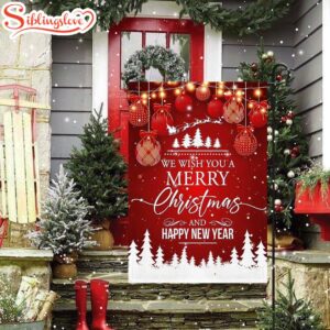 We Wish You a Merry Christmas Happy New Year House And Garden Flag Decor