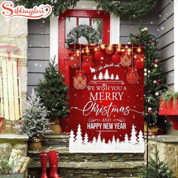 We Wish You a Merry Christmas Happy New Year Garden House Flag Holiday Flag Decor