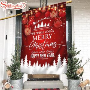 We Wish You a Merry Christmas Happy New Year Garden House Flag Holiday Flag Decor