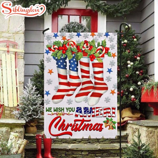 We Wish You Ameri Christmas American Garden House Flag Holiday Flag Decor