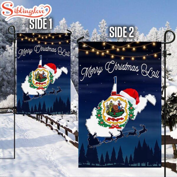 West Virginia State Merry Christmas Y’all Garden House Flag Holiday Flag Decor