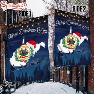 West Virginia State Merry Christmas Y'all House And Garden Flag Decor