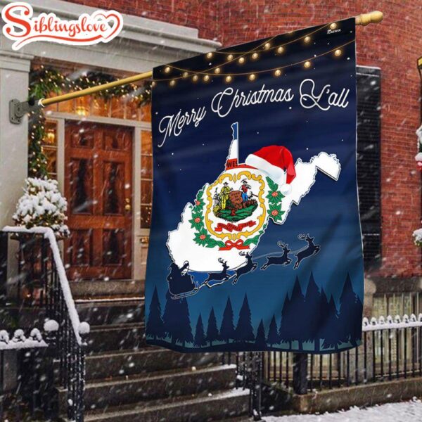 West Virginia State Merry Christmas Y’all Garden House Flag Holiday Flag Decor