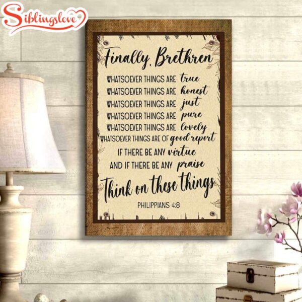 Whatsoever Things Are True Philippians 48 Bible Verse Canvas Art