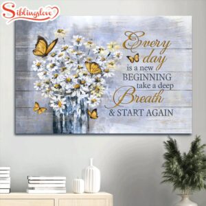 White Daisy Painting Yellow Butterfly…