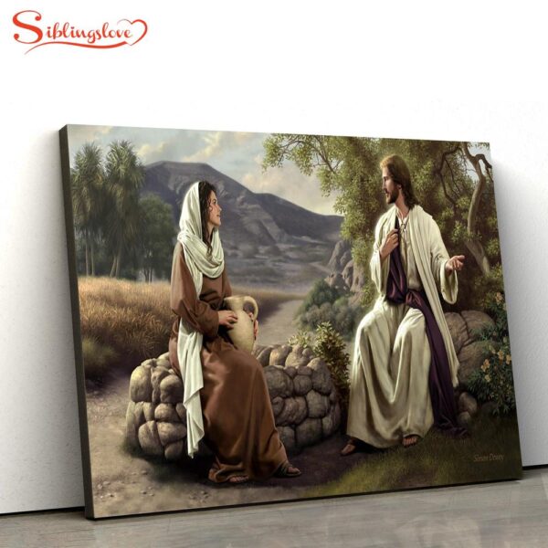 Woman At The Well Canvas Wall Art Jesus Christ Picture Canvas Christian Wall Art