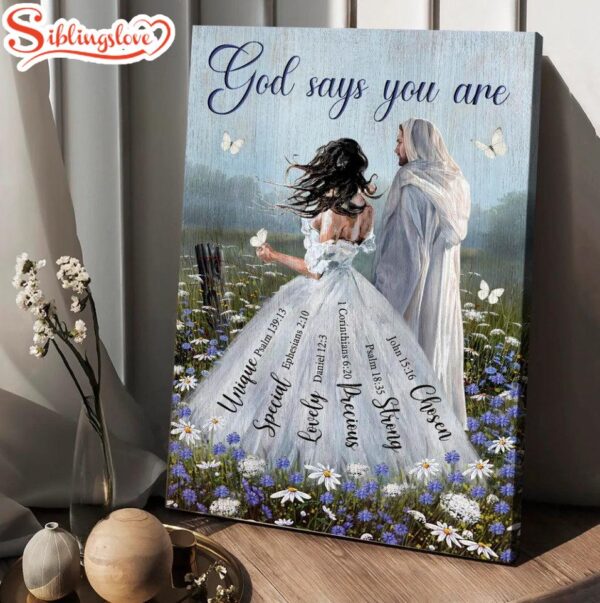 Woman Jesus Christ Painting God Says You Are Canvas Wall Art