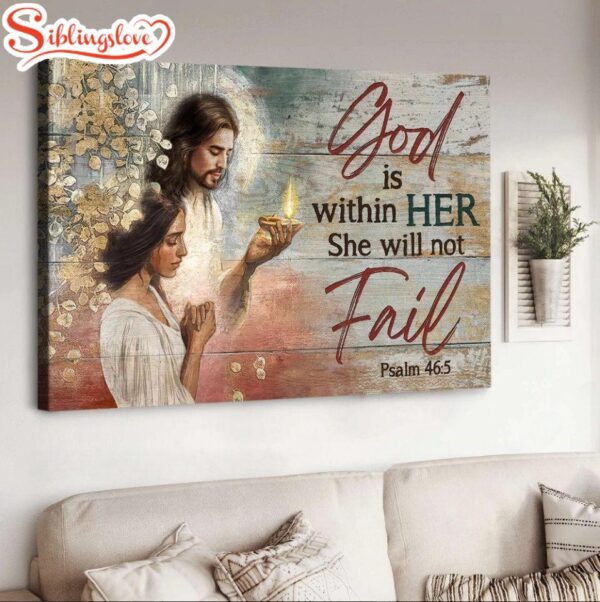 Woman Prayer Jesus Light God Is Within Her Canvas Wall Art