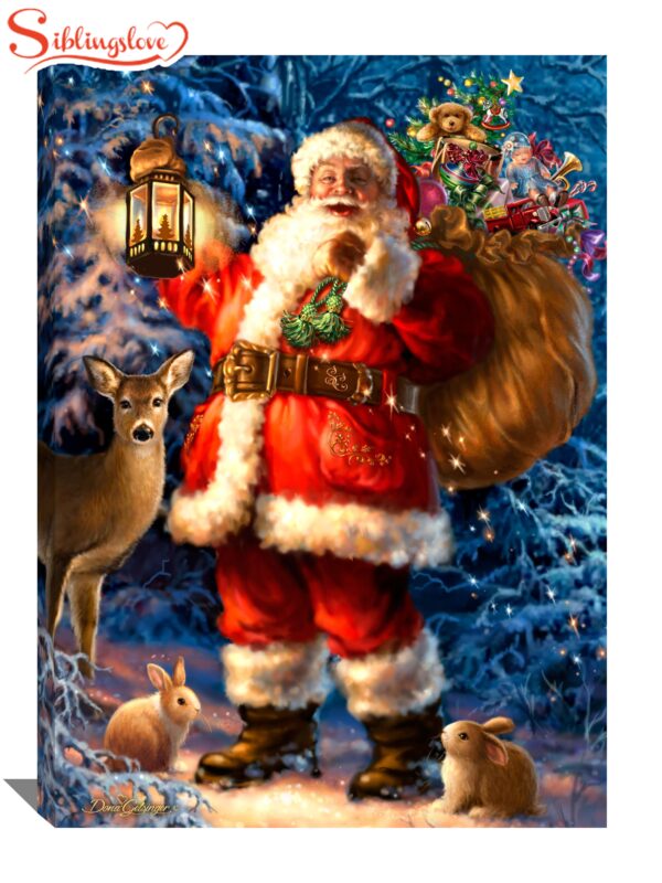 Woodland Santa Canvas Wall Art