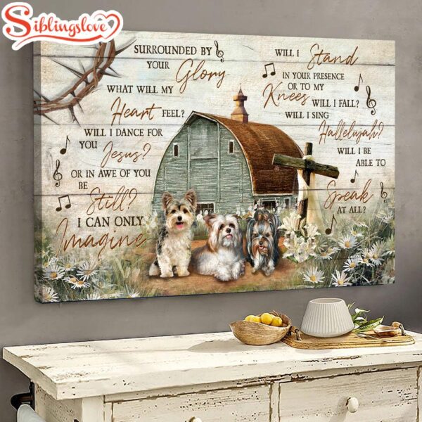 Yorkshire Terrier Wooden Cross Vintage House I Can Only Imagine Canvas Wall Art