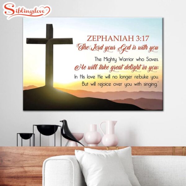 Zephaniah 317 Wall Art The Lord Your God Is With You Canvas Print Religious Wall Decor